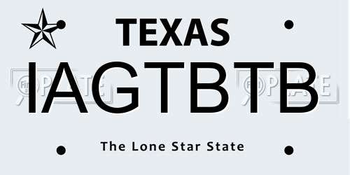 IAGTBTB Texas License Plate