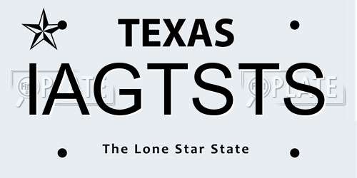 IAGTSTS Texas License Plate