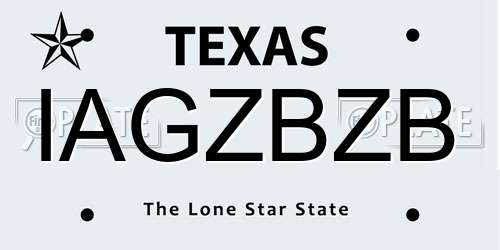 IAGZBZB Texas License Plate