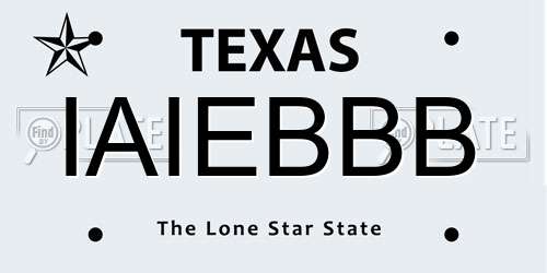 IAIEBBB Texas License Plate
