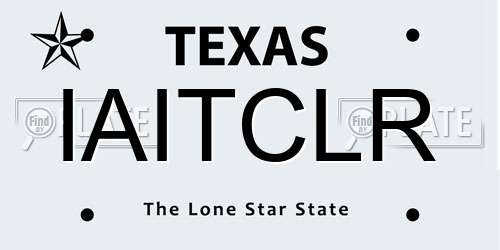 IAITCLR Texas License Plate