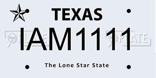 IAM1111 Texas License Plate