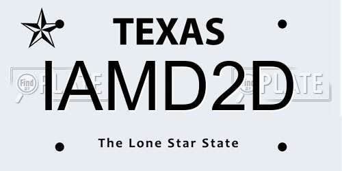 IAMD2D Texas License Plate
