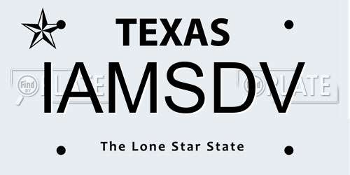 IAMSDV Texas License Plate