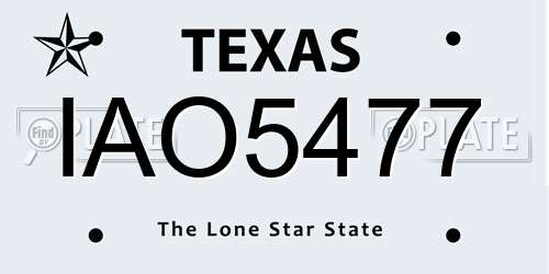 IAO5477 Texas License Plate