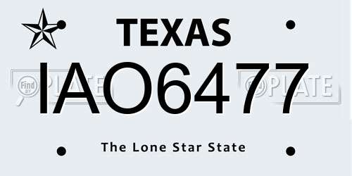 IAO6477 Texas License Plate