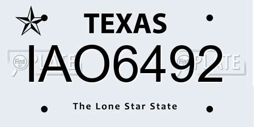IAO6492 Texas License Plate
