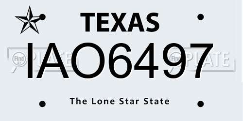IAO6497 Texas License Plate