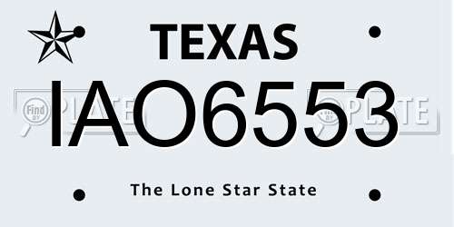 IAO6553 Texas License Plate