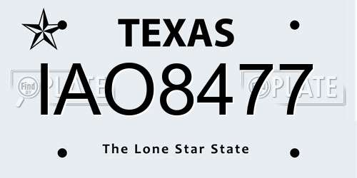 IAO8477 Texas License Plate