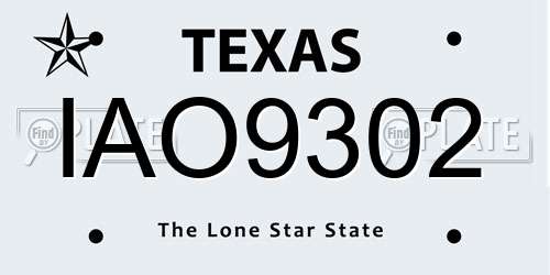 IAO9302 Texas License Plate