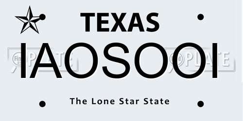 IAOSOOI Texas License Plate