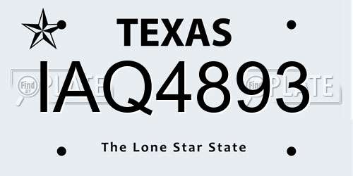 IAQ4893 Texas License Plate