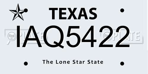 IAQ5422 Texas License Plate