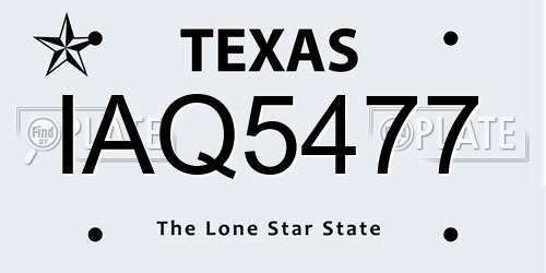 IAQ5477 Texas License Plate