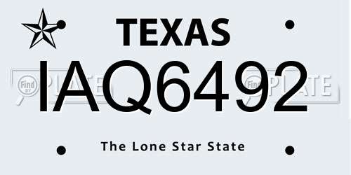 IAQ6492 Texas License Plate