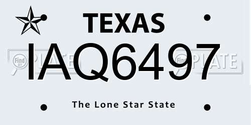 IAQ6497 Texas License Plate