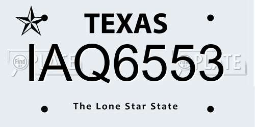 IAQ6553 Texas License Plate