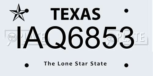 IAQ6853 Texas License Plate