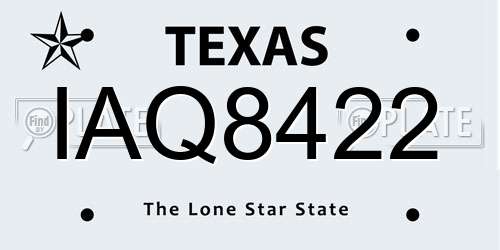 IAQ8422 Texas License Plate