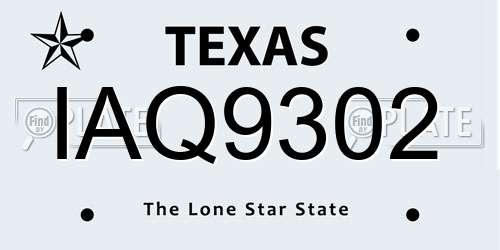 IAQ9302 Texas License Plate