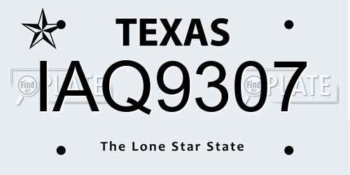 IAQ9307 Texas License Plate