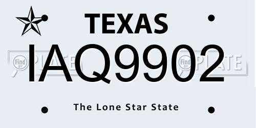 IAQ9902 Texas License Plate