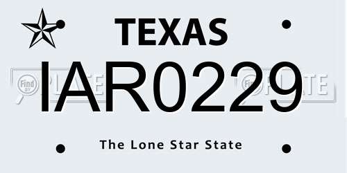 IAR0229 Texas License Plate