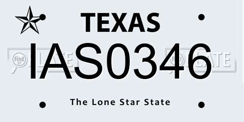 IAS0346 Texas License Plate