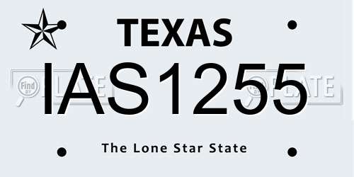 IAS1255 Texas License Plate