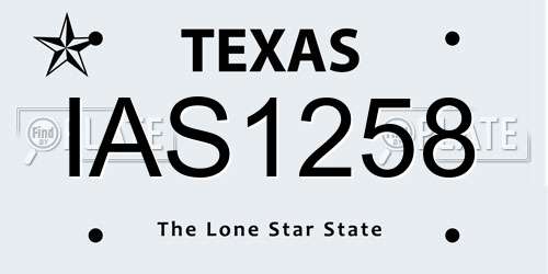 IAS1258 Texas License Plate