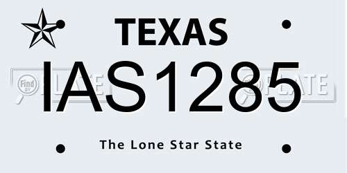 IAS1285 Texas License Plate