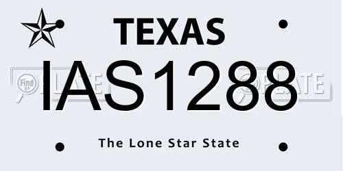 IAS1288 Texas License Plate