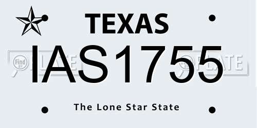 IAS1755 Texas License Plate