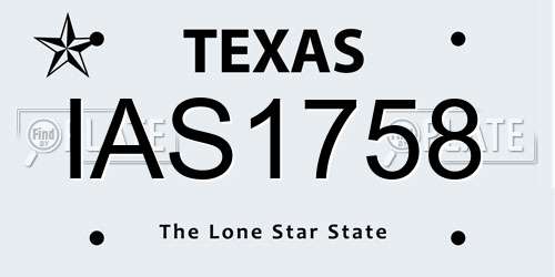 IAS1758 Texas License Plate