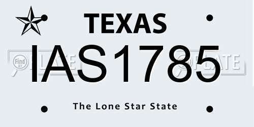 IAS1785 Texas License Plate