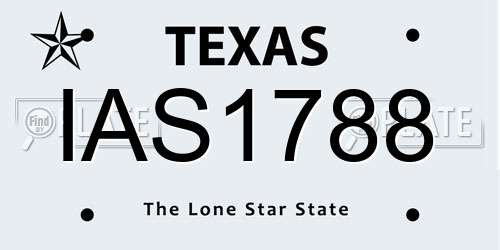IAS1788 Texas License Plate