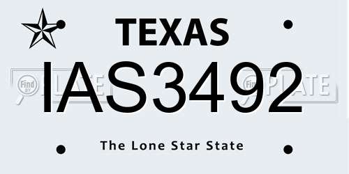 IAS3492 Texas License Plate