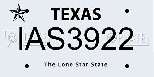 IAS3922 Texas License Plate