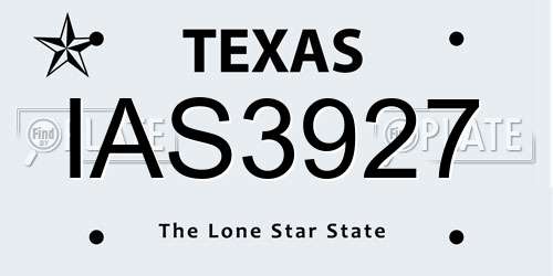 IAS3927 Texas License Plate
