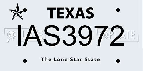 IAS3972 Texas License Plate