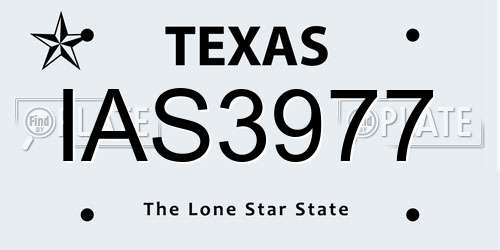 IAS3977 Texas License Plate