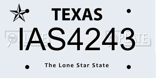 IAS4243 Texas License Plate