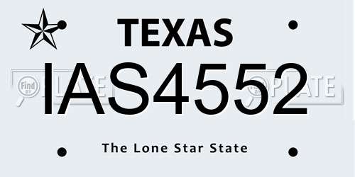 IAS4552 Texas License Plate