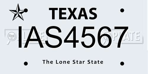 IAS4567 Texas License Plate