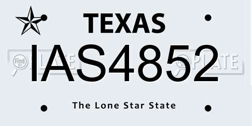 IAS4852 Texas License Plate
