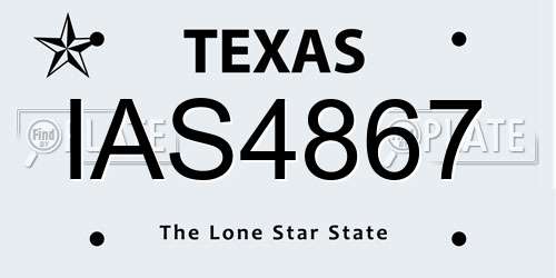 IAS4867 Texas License Plate