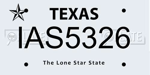 IAS5326 Texas License Plate