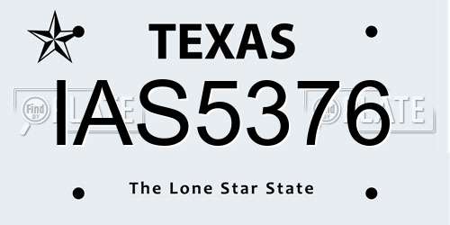 IAS5376 Texas License Plate