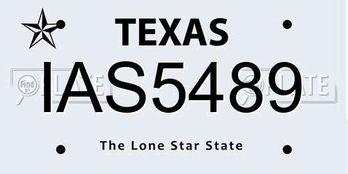 IAS5489 Texas License Plate